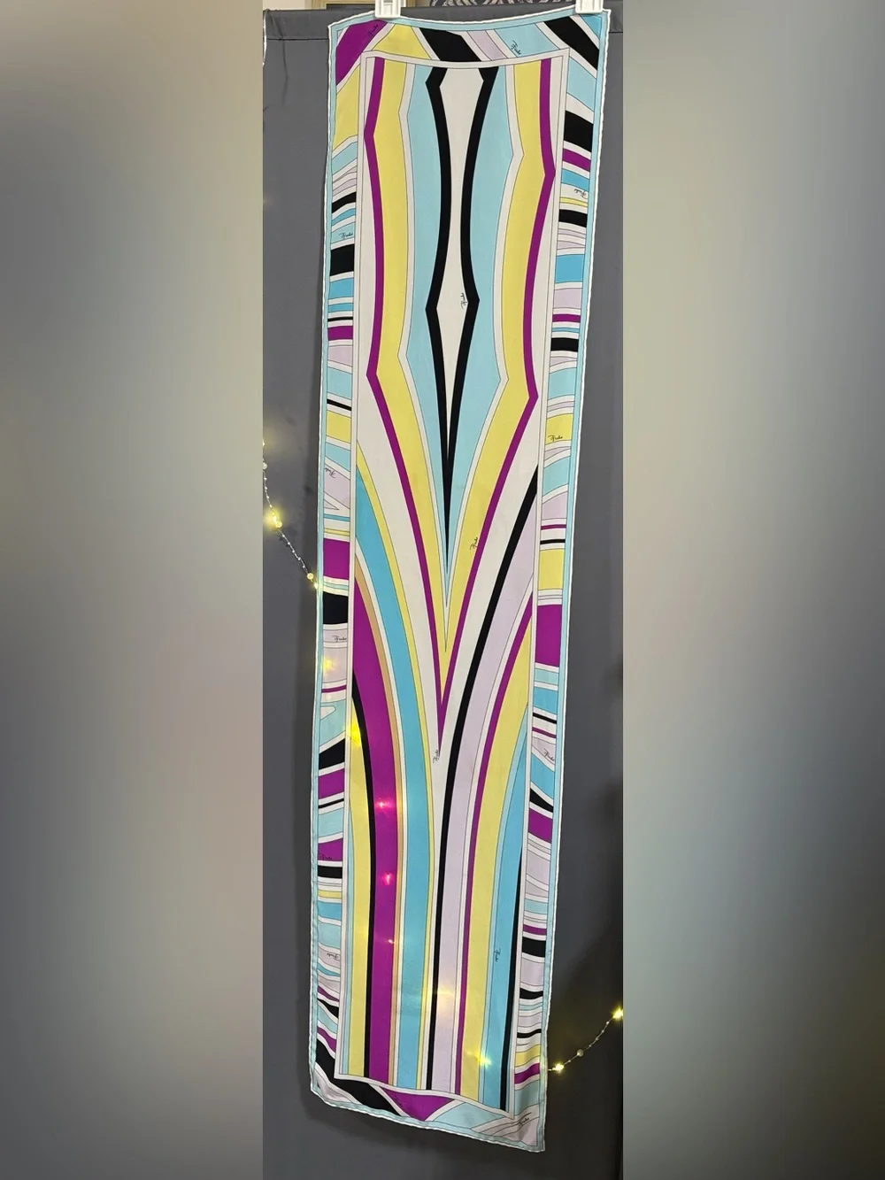 Emilio Pucci Vintage Geometric Silk Scarf 12.5”x 51”